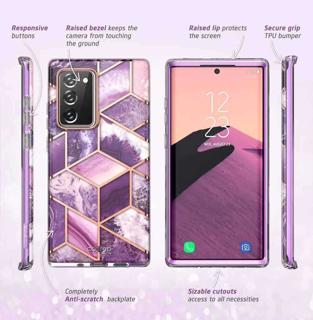 i-Blason Cosmo Series Case for Galaxy Note 20 5G 6.7 in | Marble Purple, Drop Tested - view 8