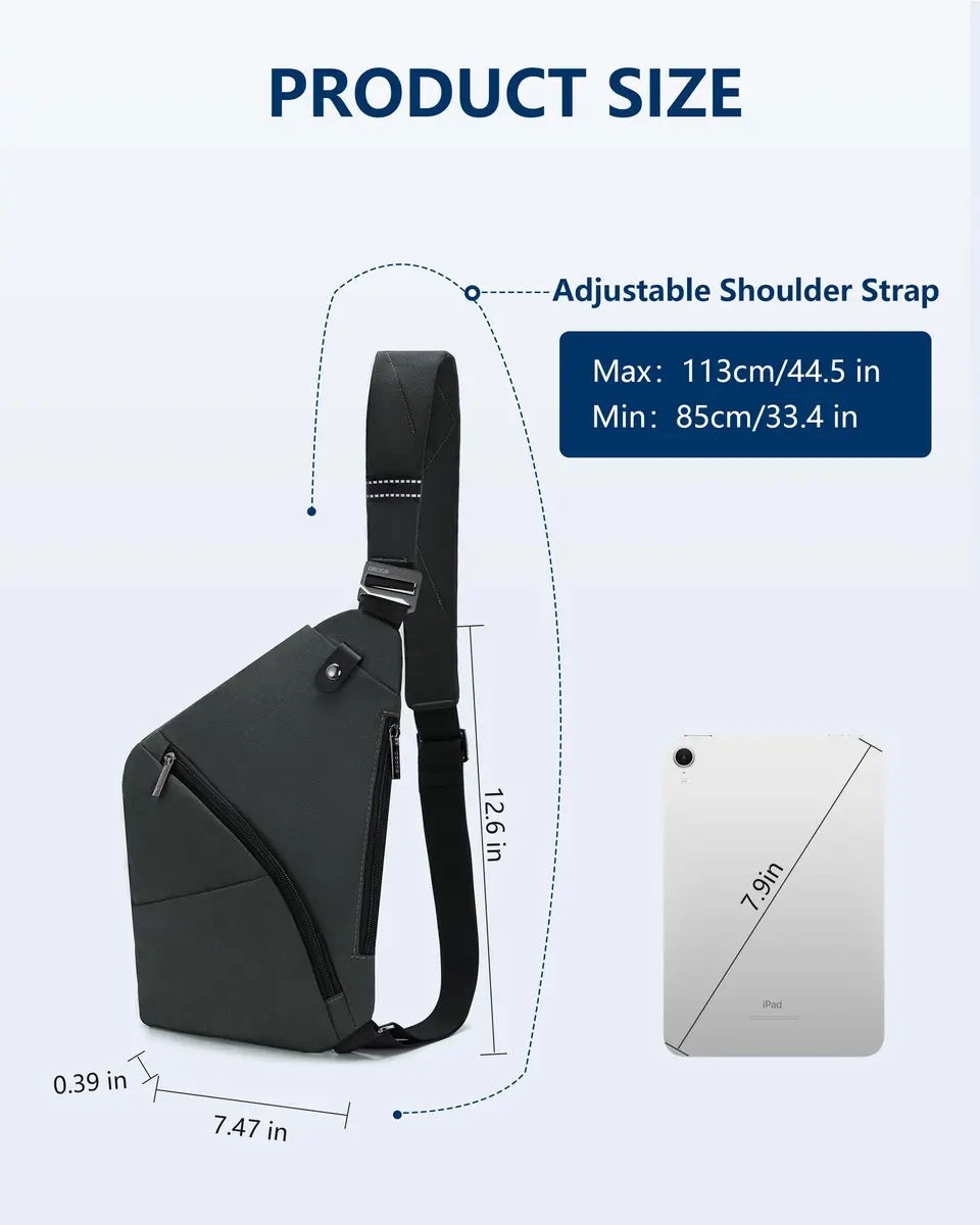 OSOCE Crossbody Bag for Men, RFID Blocking Anti-Theft, 2.0S | Waterproof Casual Daypack with Adjustable Strap - view 8