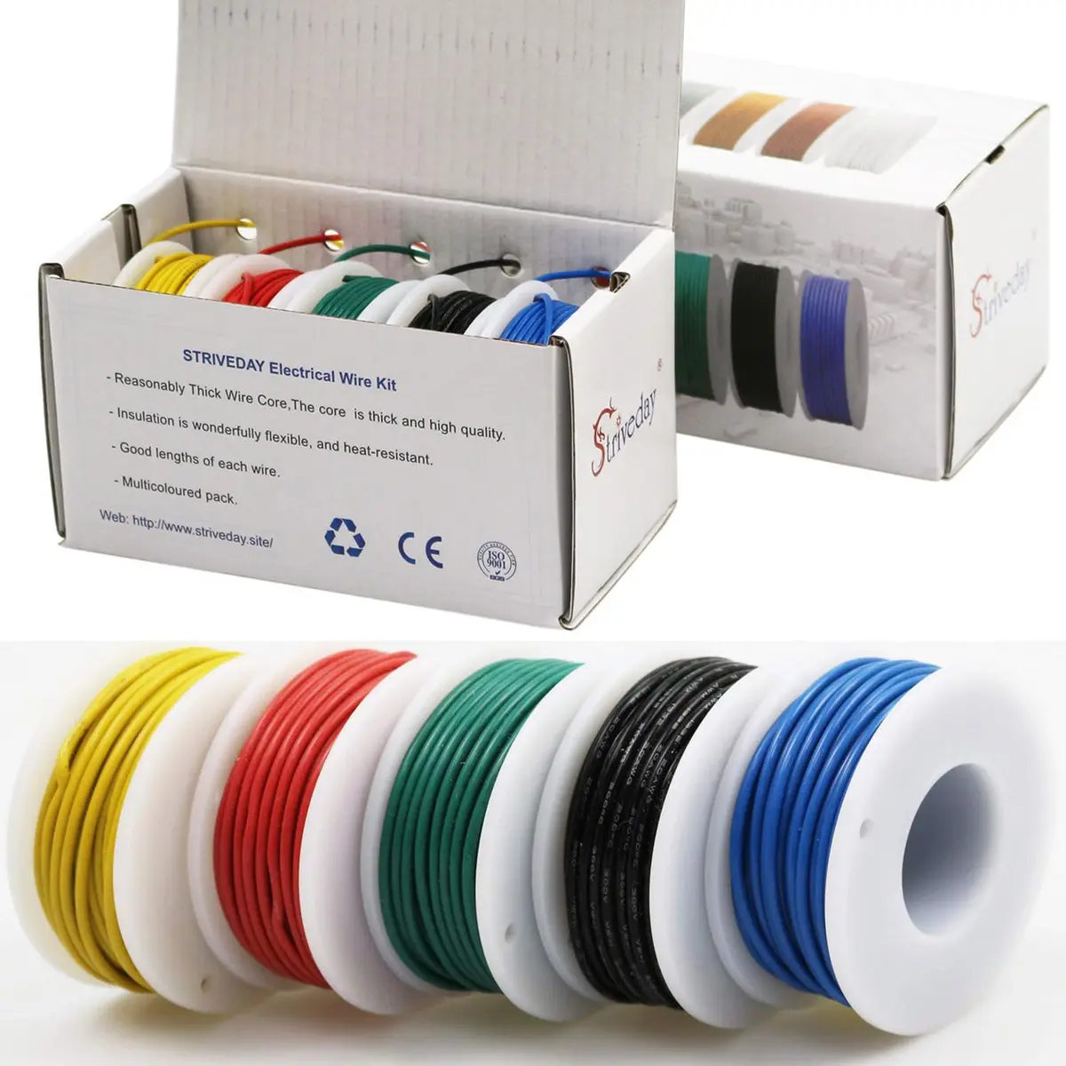 Striveday 18AWG FEP Teflon High Temperature Wire | 300V, 5 Colors, 6m Each - main product image