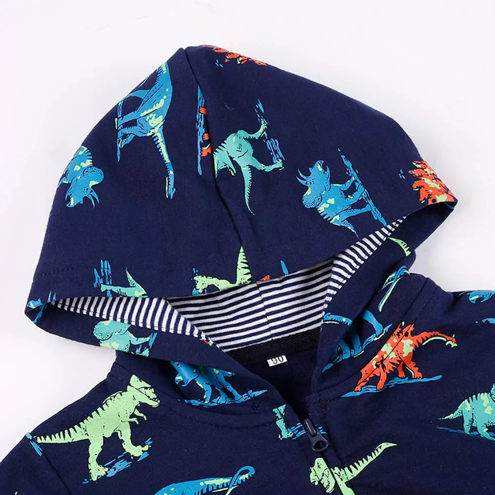 Popshion Toddler Boys Jacket Cartoon Dinosaur Animal Zipper Spring Autumn Hoodies Coat for Kids 1-7 Years (Cute Dinosaur-8039 130) | Lightweight Cotton - view 5