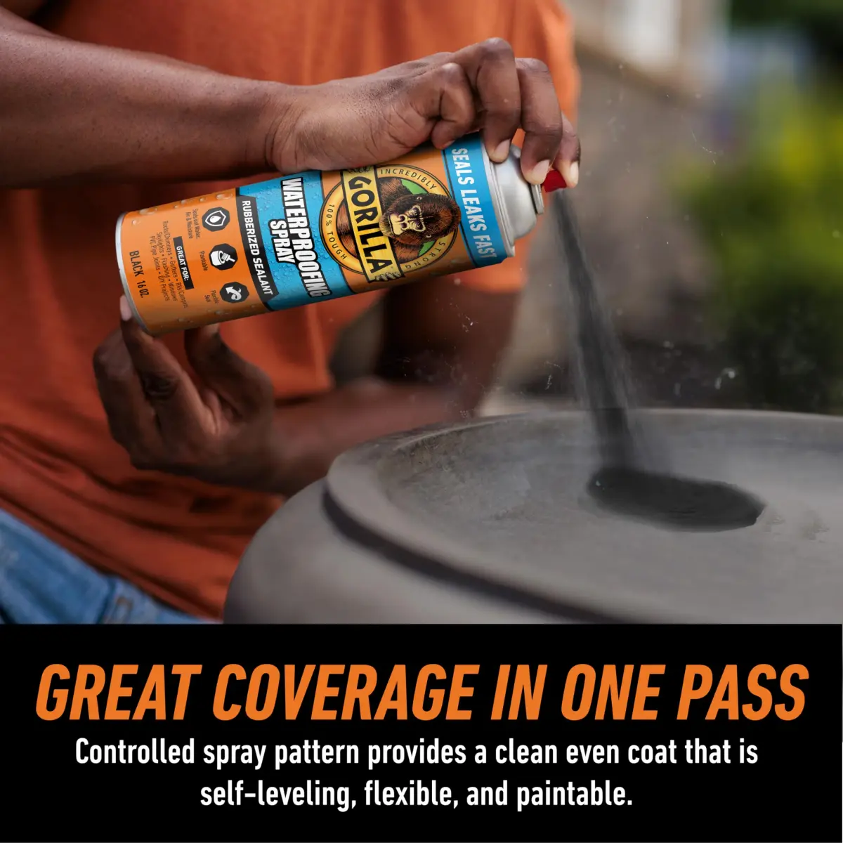 Gorilla Waterproof Patch & Seal Spray Black 454 g (16 oz) | Seals Leaks on Metal, Wood, Fabric - view 4