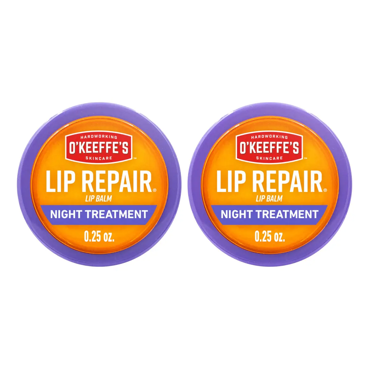 O'Keeffe's Lip Repair Night Treatment Balm 0.25 oz (7.1g) Jar, 2-Pack | Overnight Relief for Severely Dry, Cracked Lips - main product image