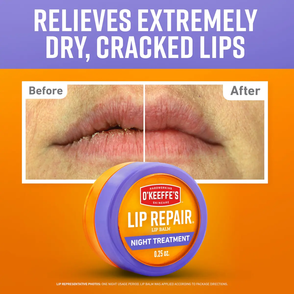 O'Keeffe's Lip Repair Night Treatment Balm 0.25 oz (7.1g) Jar, 2-Pack | Overnight Relief for Severely Dry, Cracked Lips - view 2