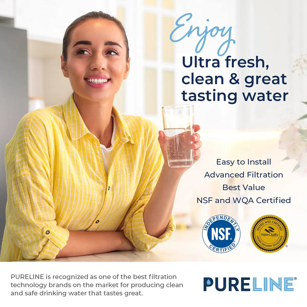 Pureline Refrigerator Water Filter 3 Count (7.5 x 9.75 x 7 inches) | NSF Certified for Taste & Odor Reduction - view 5