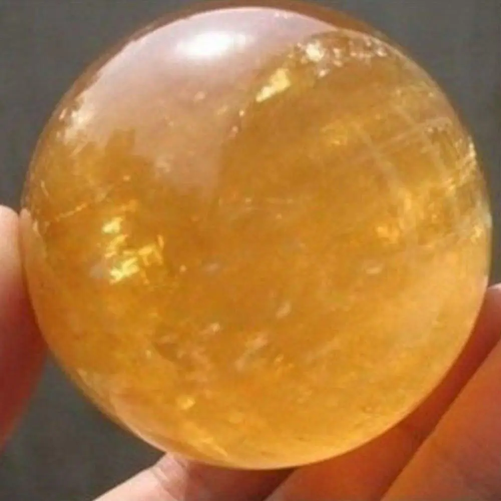 Wixine 40mm Yellow Citrine Quartz Crystal Sphere Ball | Healing Gemstone for Energy & Decor - view 5