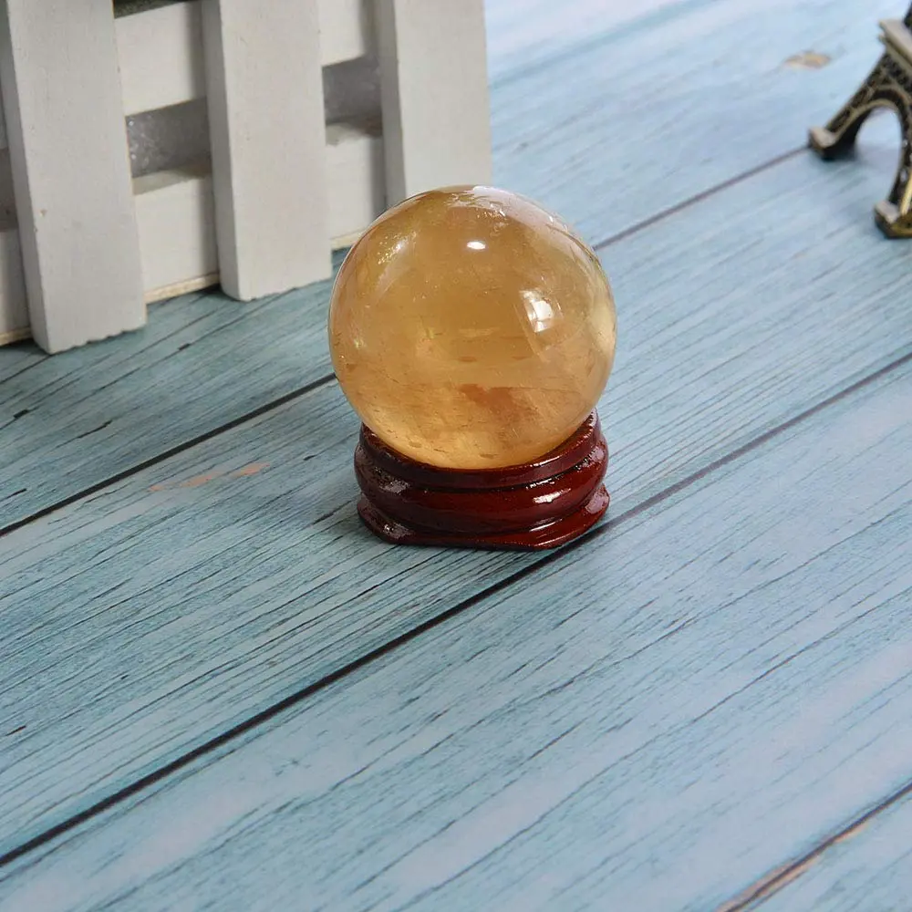 Wixine 40mm Yellow Citrine Quartz Crystal Sphere Ball | Healing Gemstone for Energy & Decor - view 6