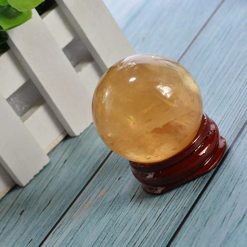 Wixine 40mm Yellow Citrine Quartz Crystal Sphere Ball | Healing Gemstone for Energy & Decor - view 7