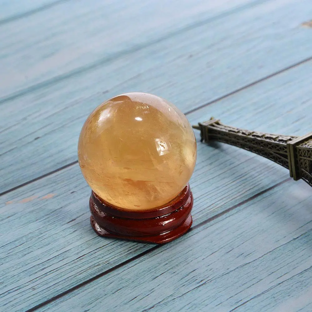 Wixine 40mm Yellow Citrine Quartz Crystal Sphere Ball | Healing Gemstone for Energy & Decor - view 8