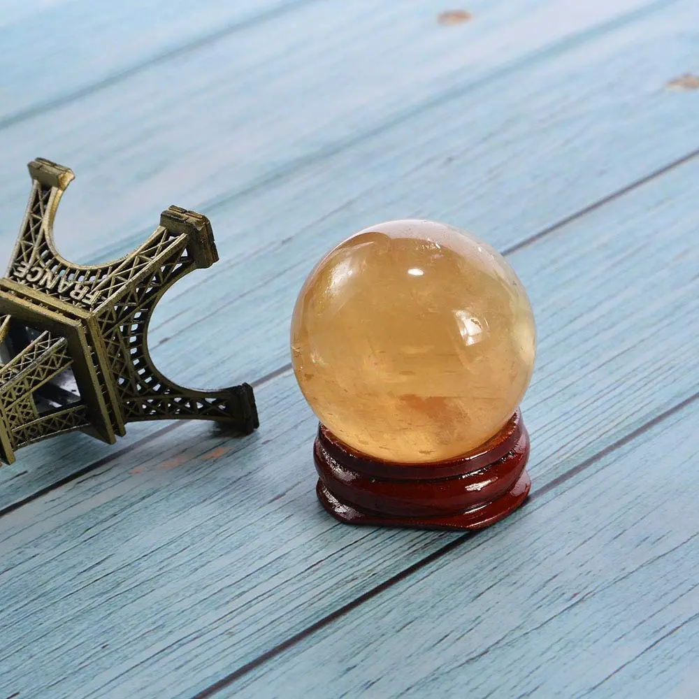 Wixine 40mm Yellow Citrine Quartz Crystal Sphere Ball | Healing Gemstone for Energy & Decor - view 9