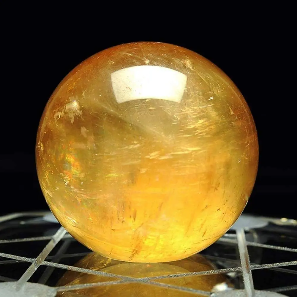 Wixine 40mm Yellow Citrine Quartz Crystal Sphere Ball | Healing Gemstone for Energy & Decor - view 2