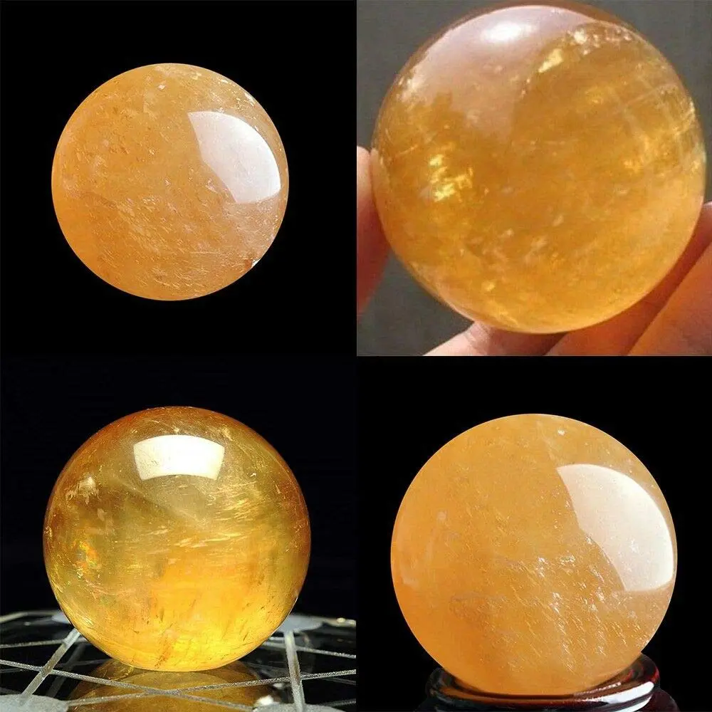 Wixine 40mm Yellow Citrine Quartz Crystal Sphere Ball | Healing Gemstone for Energy & Decor - view 3