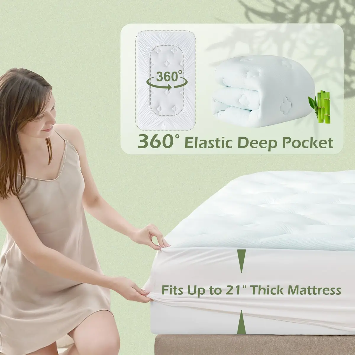 Hansleep Gel Memory Foam Mattress Topper Pad 38.1cm (15 Inch) Deep Pocket | Breathable Cooling Comfort for California King Beds - view 5