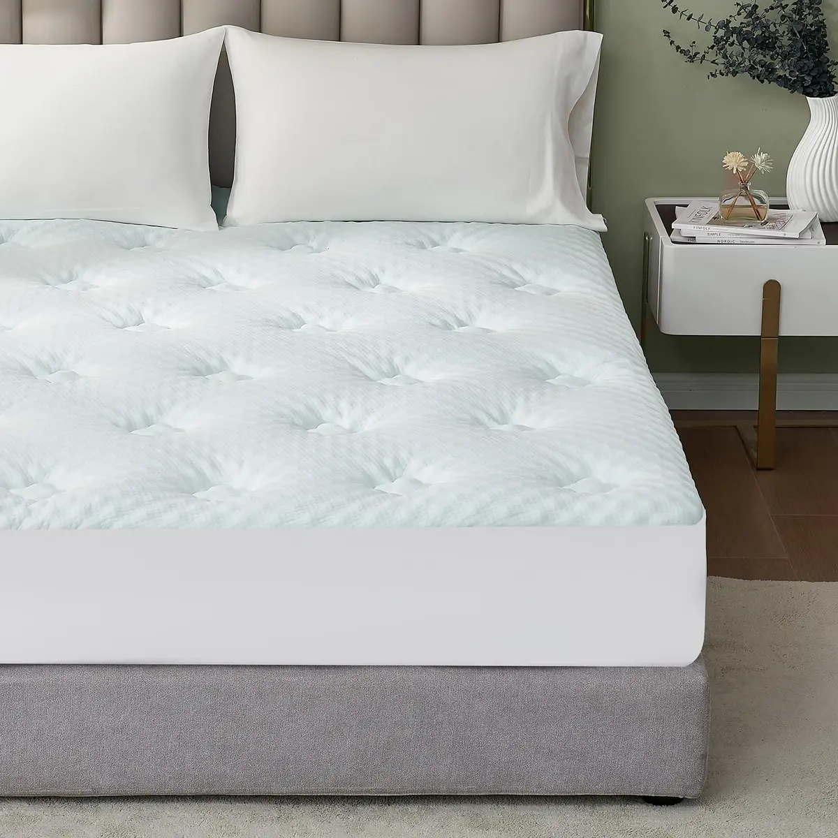 Hansleep Gel Memory Foam Mattress Topper Pad 38.1cm (15 Inch) Deep Pocket | Breathable Cooling Comfort for California King Beds - main product image