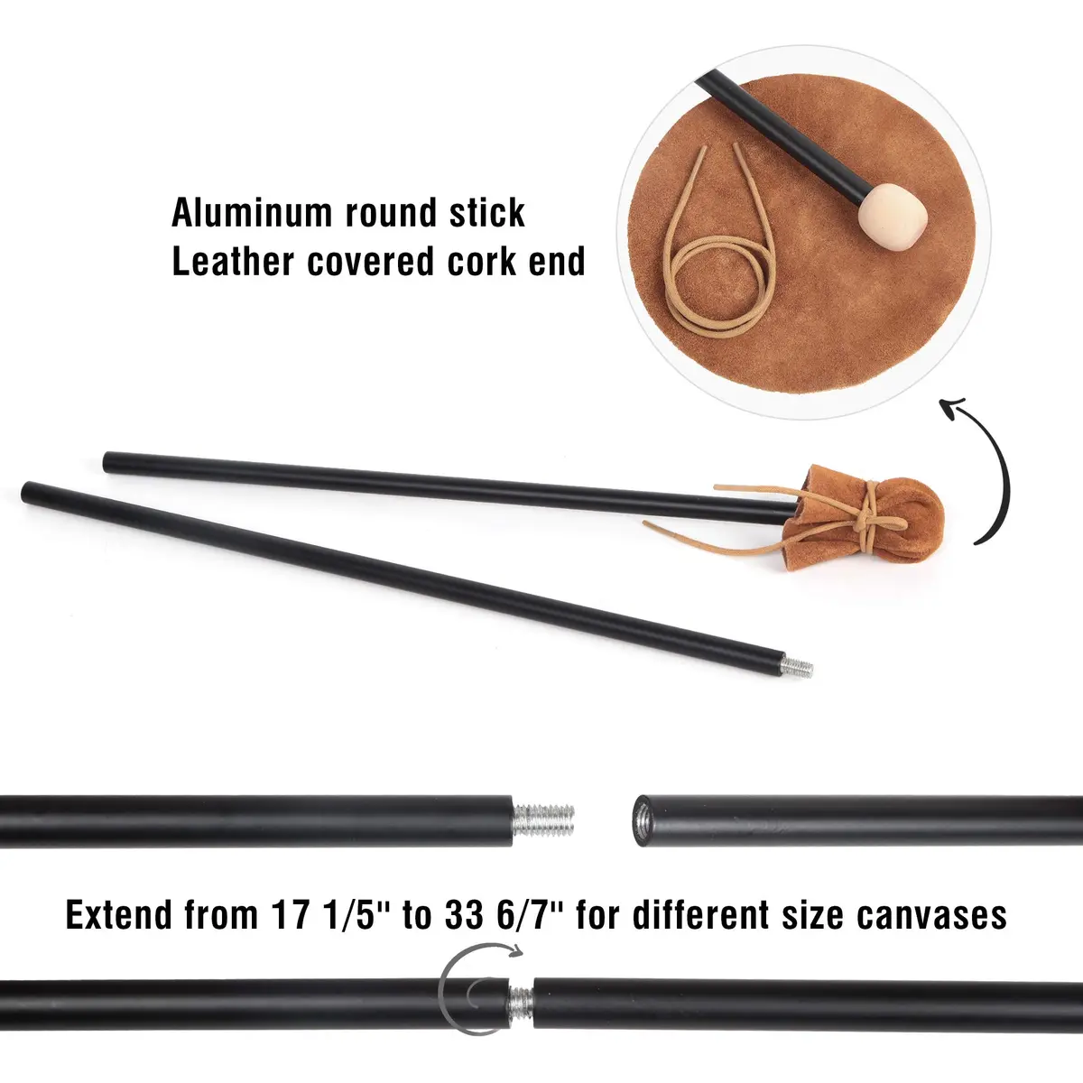 Falling in Art Mahl Stick for Steadying Painters Hand | Aluminum Artist Support Tool 33 6/7 Inches - view 3