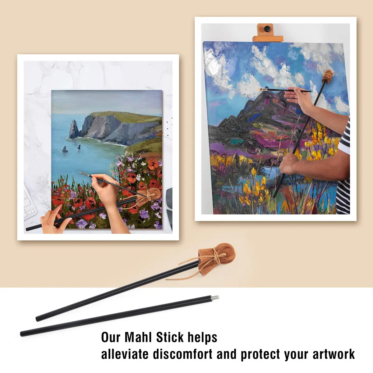 Falling in Art Mahl Stick for Steadying Painters Hand | Aluminum Artist Support Tool 33 6/7 Inches - view 4