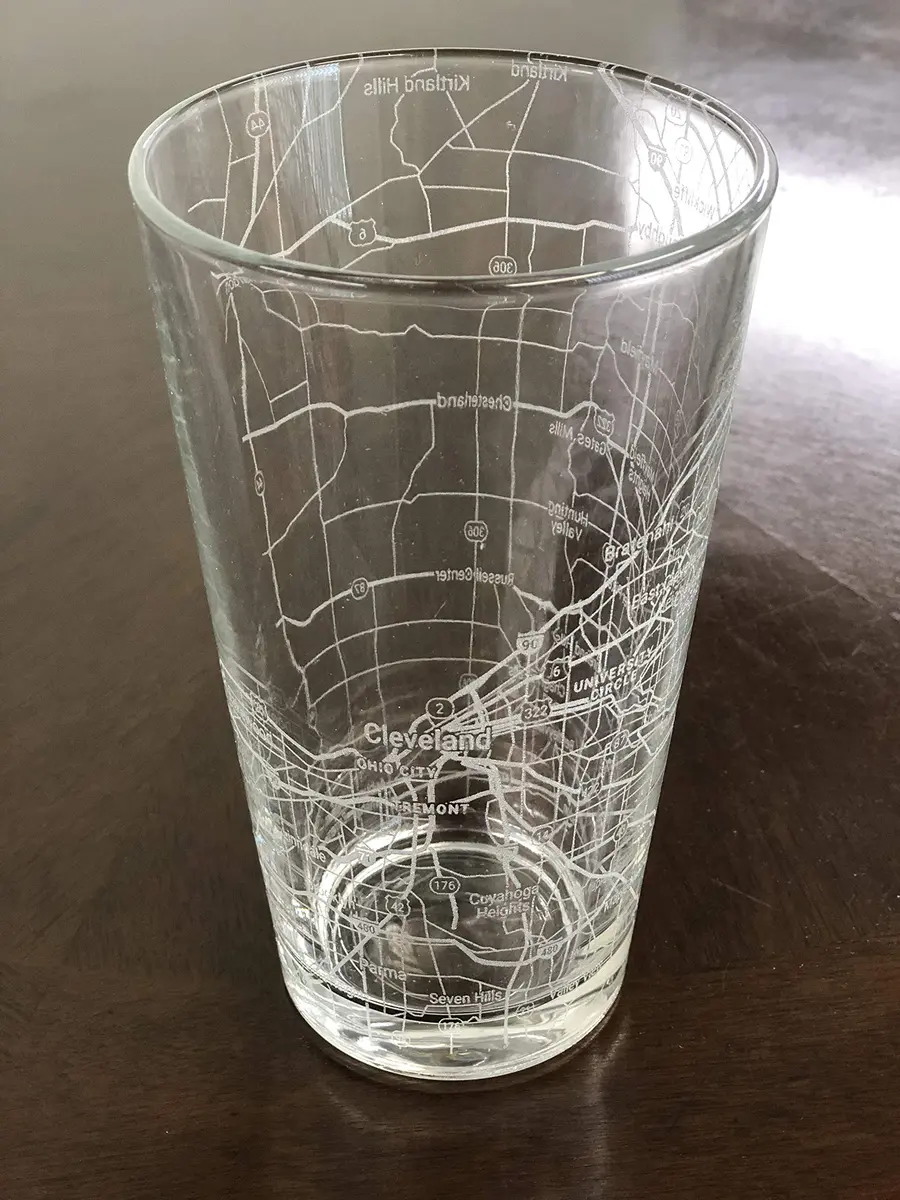 Or Something 16 oz (473 ml) Pint Beer Glass with Cleveland City Map Design | Dishwasher Safe - view 2
