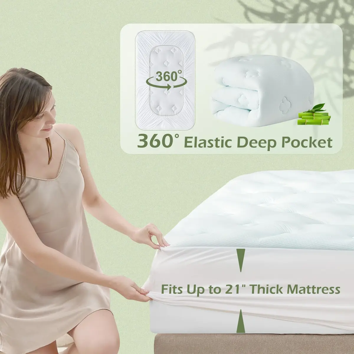 Hansleep Twin Memory Foam Mattress Topper with Gel-Infused Pillow Top Pad 99cm x 190.5cm (39" x 75") | Breathable & Supportive for Back Pain Relief - view 4