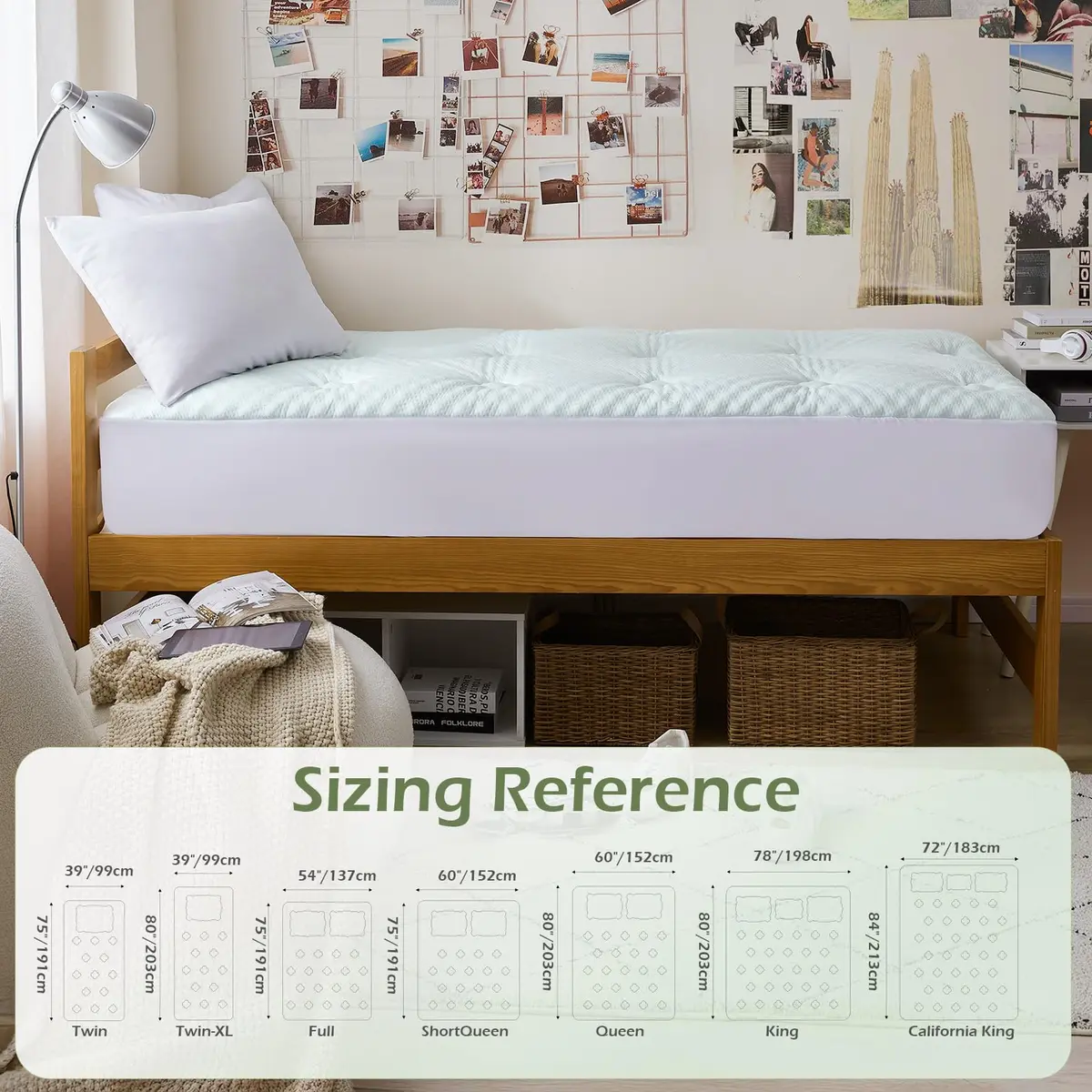 Hansleep Twin Memory Foam Mattress Topper with Gel-Infused Pillow Top Pad 99cm x 190.5cm (39" x 75") | Breathable & Supportive for Back Pain Relief - view 6