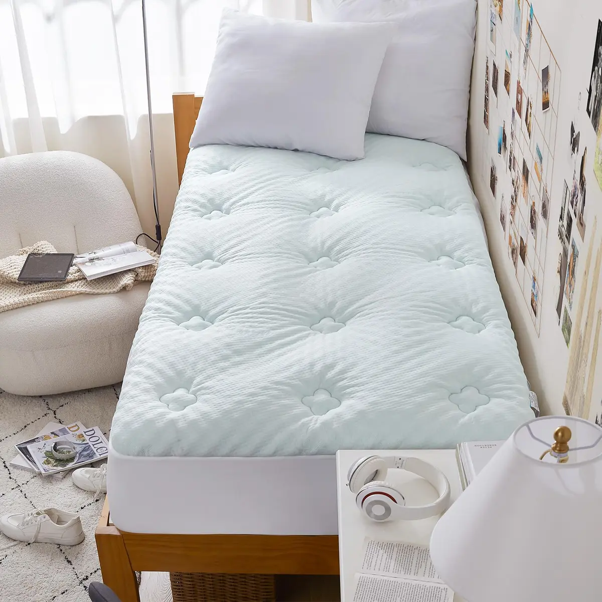 Hansleep Twin Memory Foam Mattress Topper with Gel-Infused Pillow Top Pad 99cm x 190.5cm (39" x 75") | Breathable & Supportive for Back Pain Relief - main product image