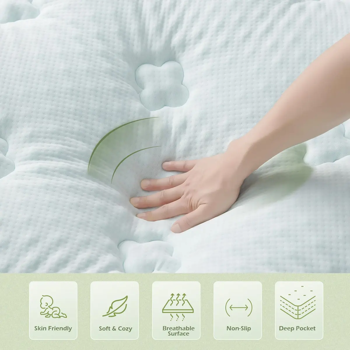 Hansleep Twin Memory Foam Mattress Topper with Gel-Infused Pillow Top Pad 99cm x 190.5cm (39" x 75") | Breathable & Supportive for Back Pain Relief - view 7