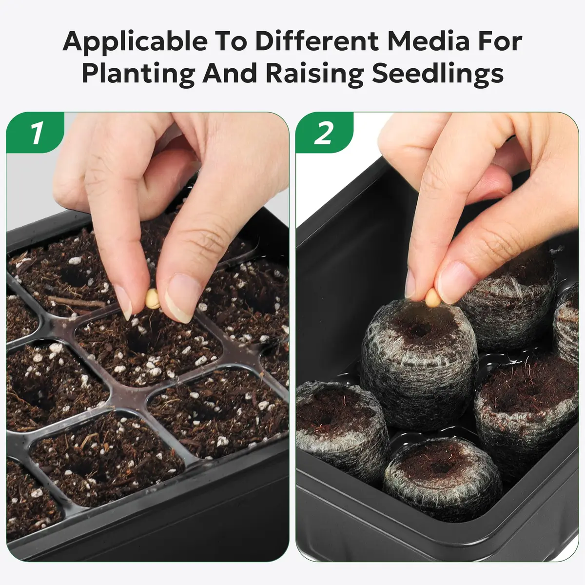 MIXC 10 Pack Seed Starter Tray with Humidity Dome & 120 Cells | 18.5cm x 12.2cm x 11.2cm (7.3" x 4.8" x 4.4") - view 6