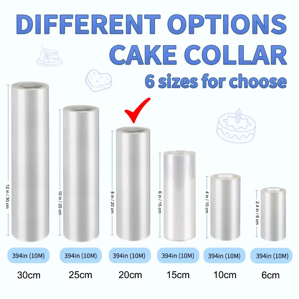 YQL Cake Collar 8 Inch | Acetate Cake Collar Roll for Baking & Decor (8in x 394in) - view 2