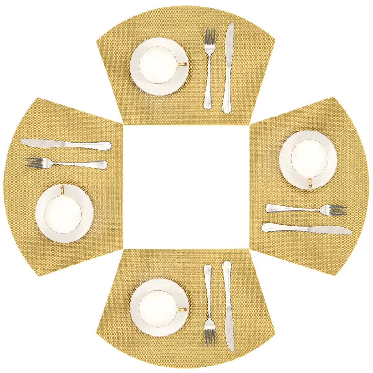 SHACOS Gold Wedge Placemats Set of 4 | 45.5 x 30 cm (17.7 x 11.8 inches) - main product image