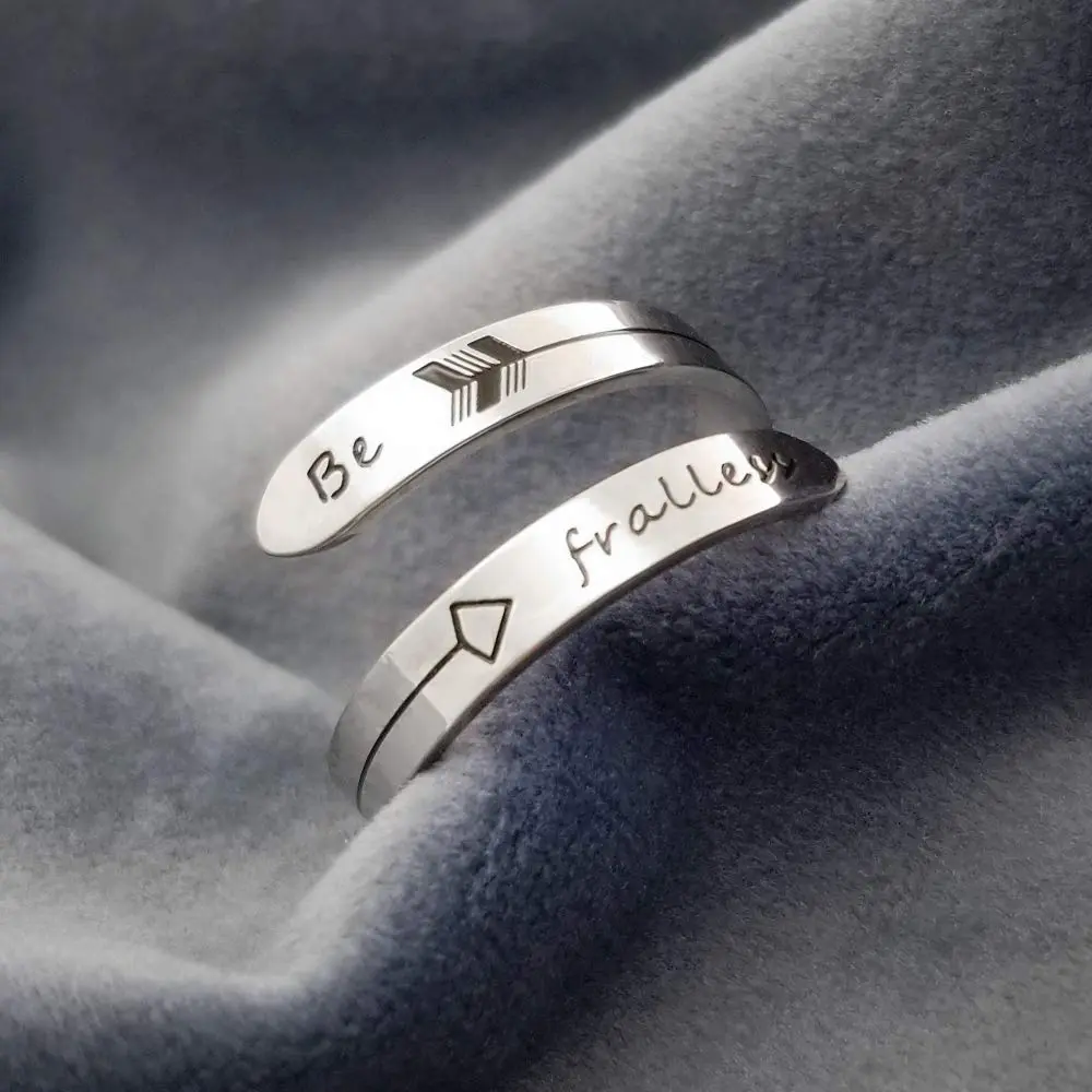 Vrycot Inspirational Adjustable Band Ring Silver Stainless Steel | Encourages Resilience - view 2