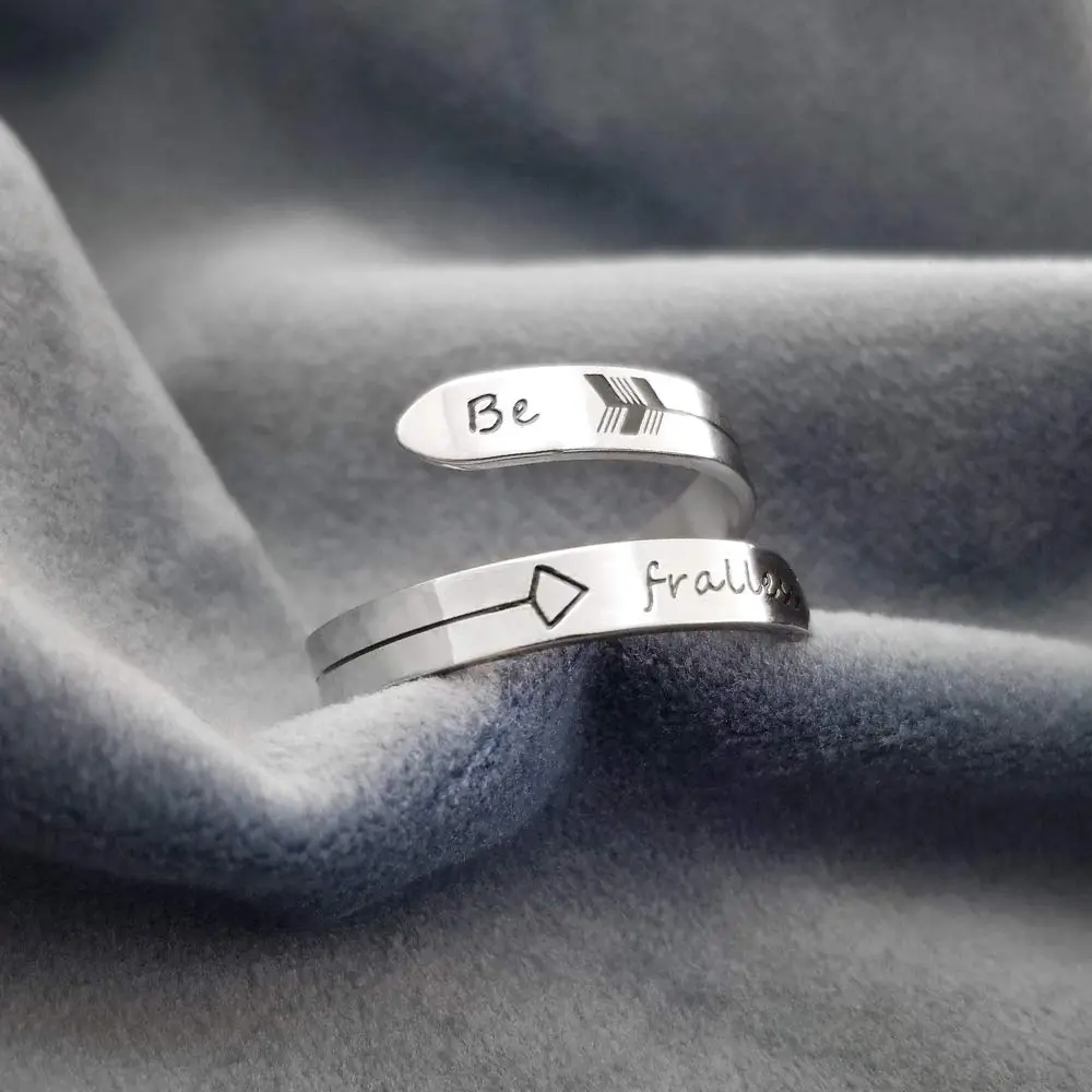 Vrycot Inspirational Adjustable Band Ring Silver Stainless Steel | Encourages Resilience - view 3