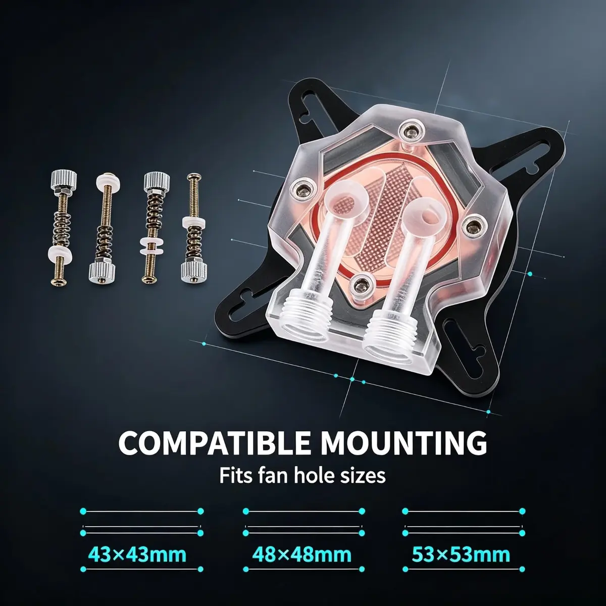 EBTOOLS Universal GPU Water Cooling Block 40mm Copper Base with Transparent Acrylic Cover | High-Performance Heat Dissipation - view 5