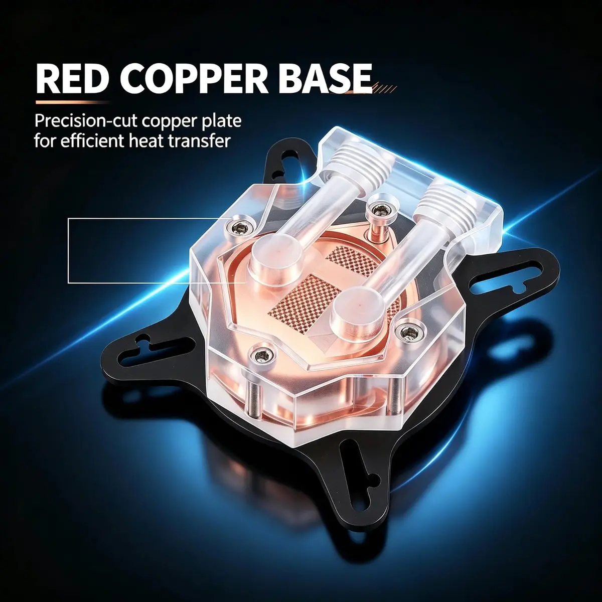 EBTOOLS Universal GPU Water Cooling Block 40mm Copper Base with Transparent Acrylic Cover | High-Performance Heat Dissipation - view 7