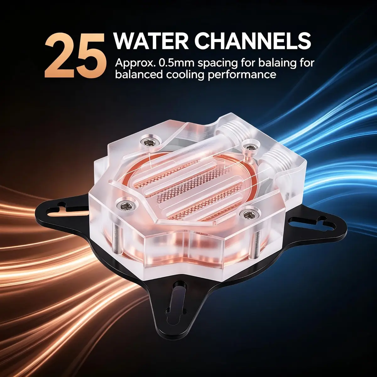 EBTOOLS Universal GPU Water Cooling Block 40mm Copper Base with Transparent Acrylic Cover | High-Performance Heat Dissipation - view 3