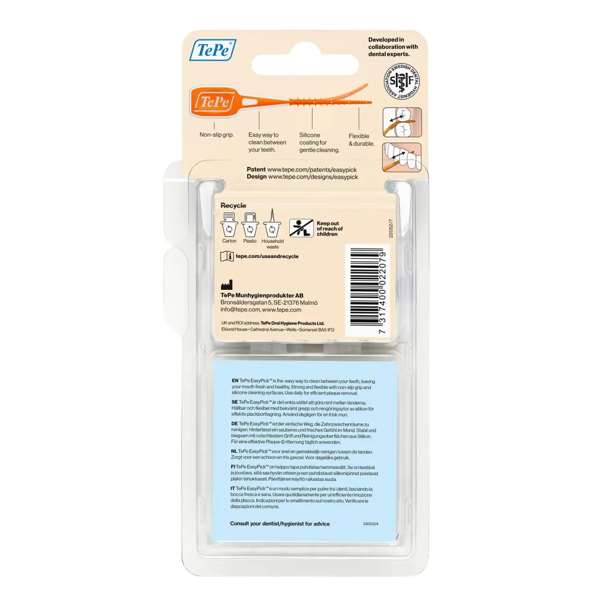 TePe Easypick Dental Picks XS/S Orange 60 Count (1.4 x 7.9 x 15.2 cm) | Patented Oral Hygiene Tool - view 4