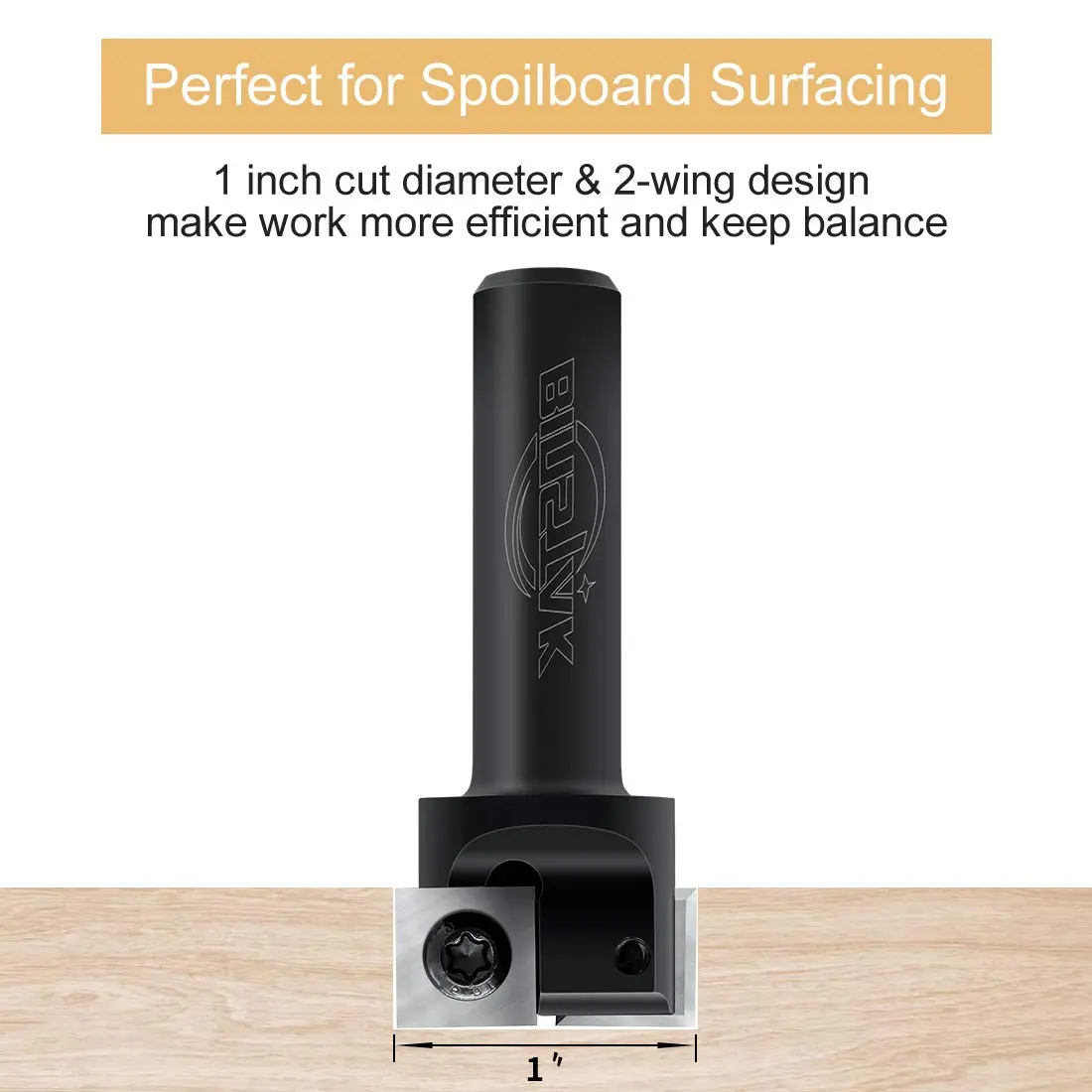 BINSTAK CNC Spoilboard Surfacing Router Bit 1/2" Shank 1" Diameter | Heavy Duty Insert Carbide - view 4