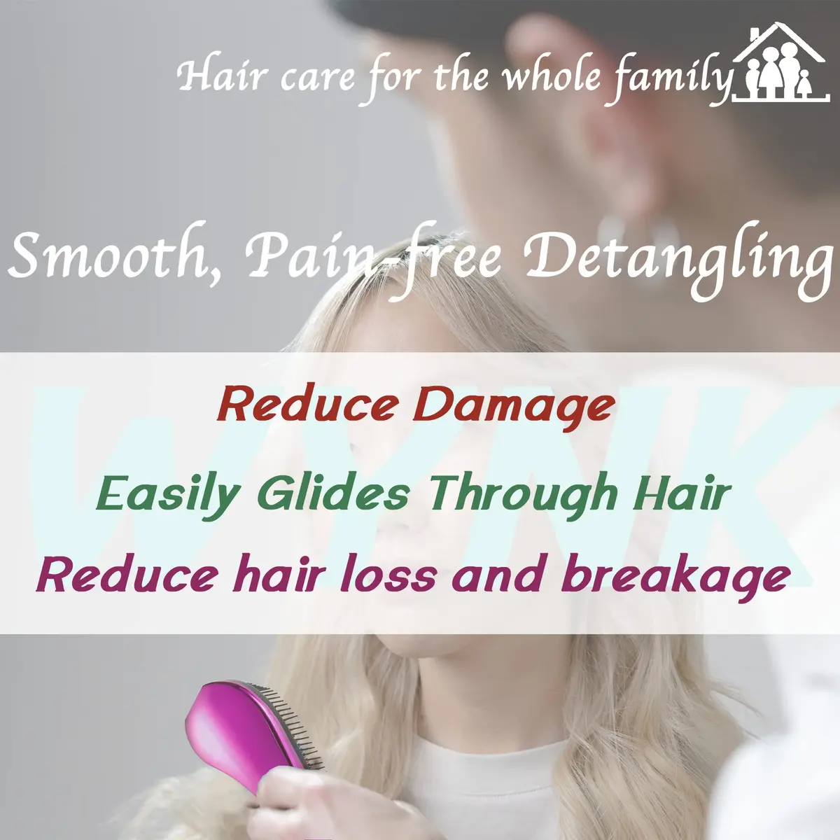 WYNK Hair Brush Detangler 2 Pack | No Pain Tangle-Free for All Hair Types - view 2