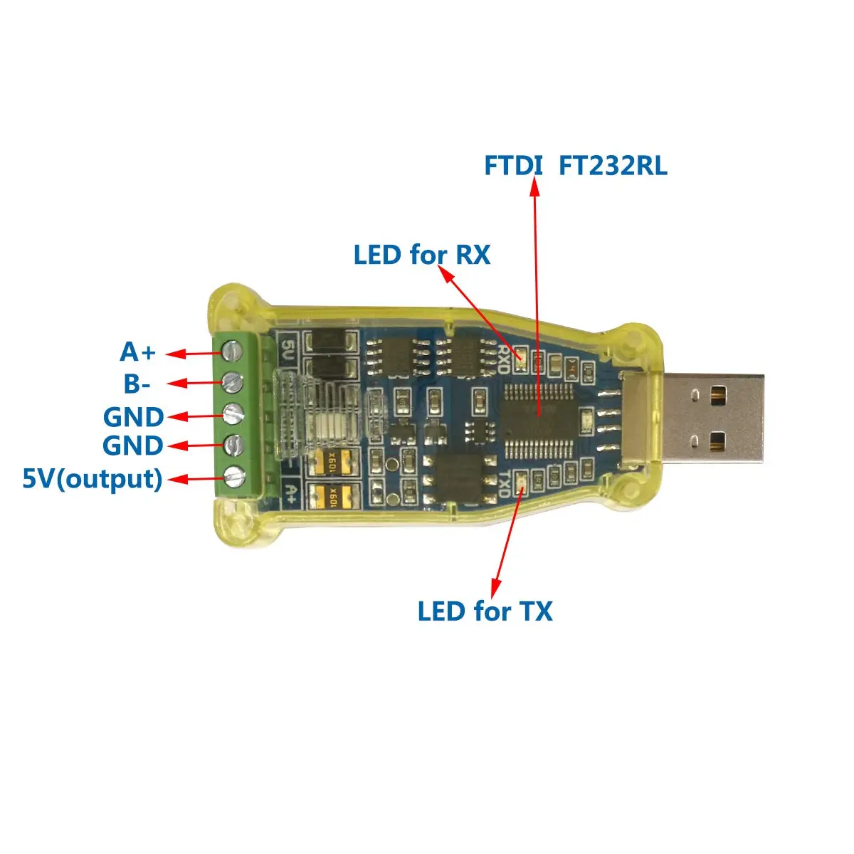 DSD TECH SH-U11G Isolated USB to RS485 Adapter Built-in FTDI chip | Industrial Signal & Power Isolation - view 6