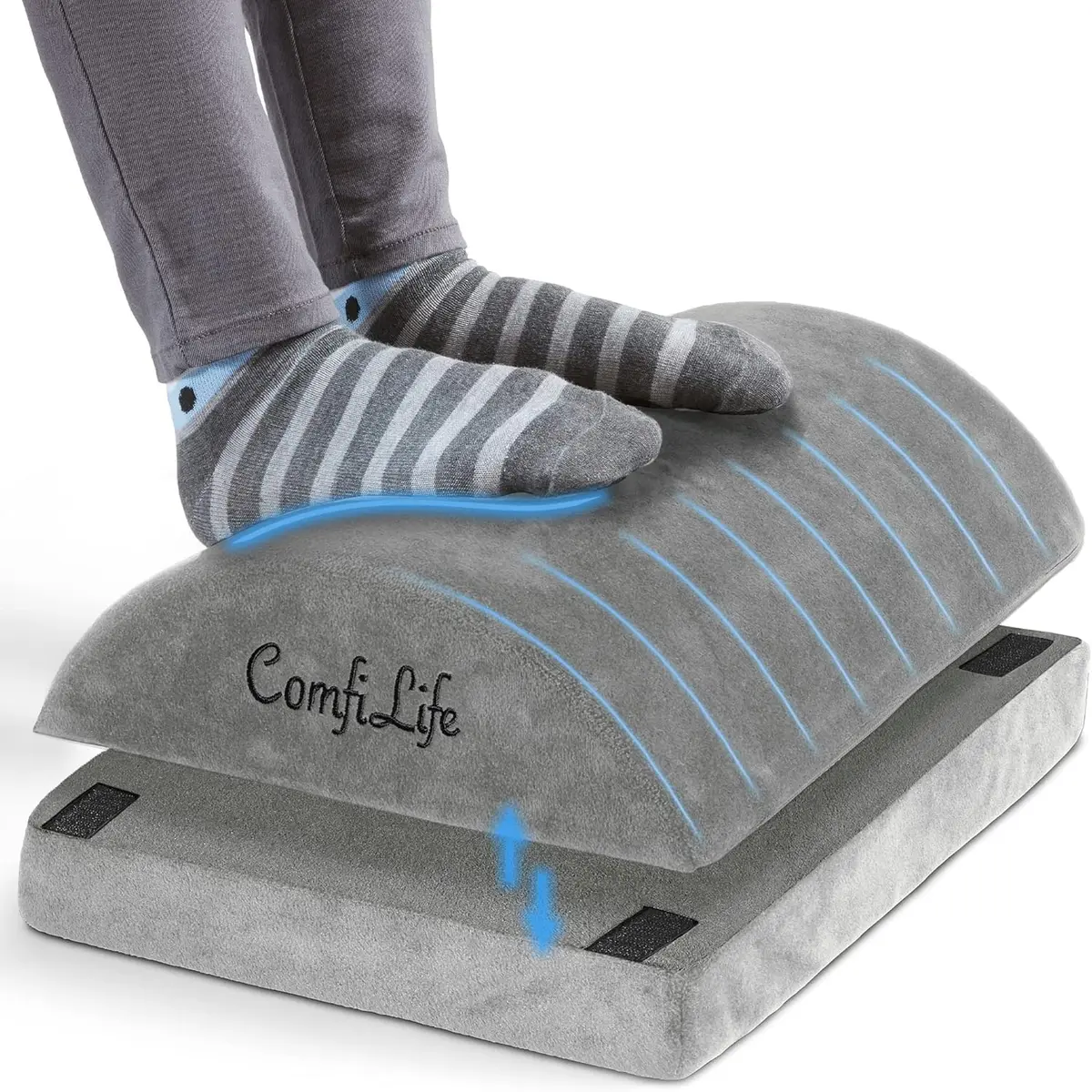 ComfiLife Foot Rest for Under Desk at Work | Adjustable Memory Foam Foot Stool for Back & Hip Pain Relief (Gray) - main product image