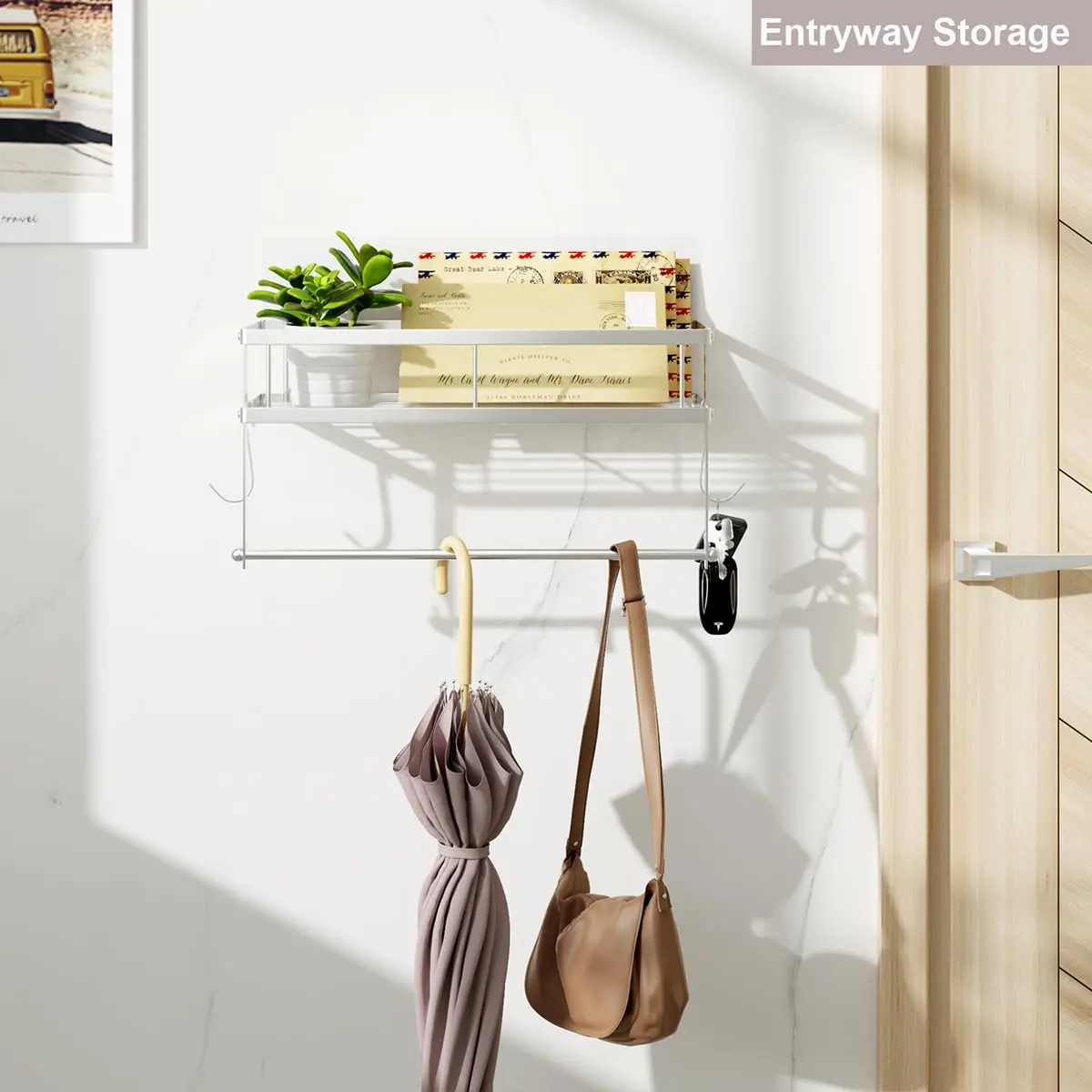 ESOW Paper Towel Holder Wall Mount with Shelf Brushed Nickel | Rust-Proof, Easy Install, Space Saver - view 7