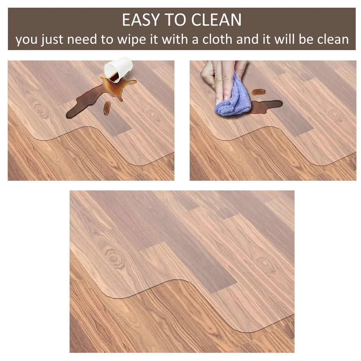 HOMEK Clear Office Chair Mat for Hardwood Floor 91cm x 122cm (36"x 48") | Protects Floors from Scratches - view 5