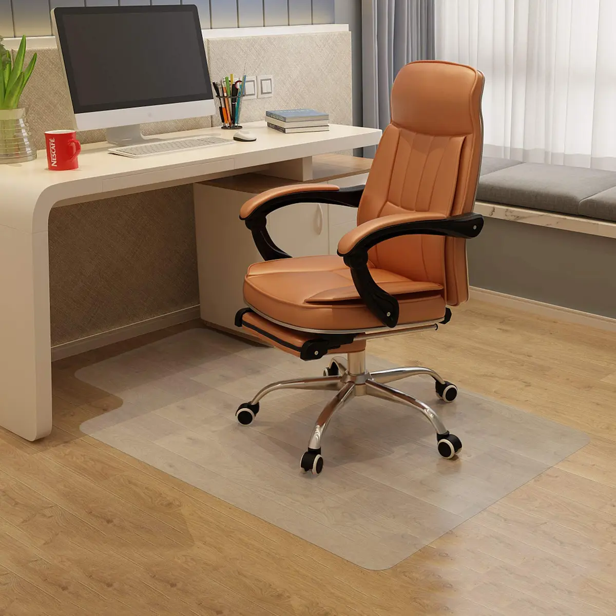 HOMEK Clear Office Chair Mat for Hardwood Floor 91cm x 122cm (36"x 48") | Protects Floors from Scratches - view 6