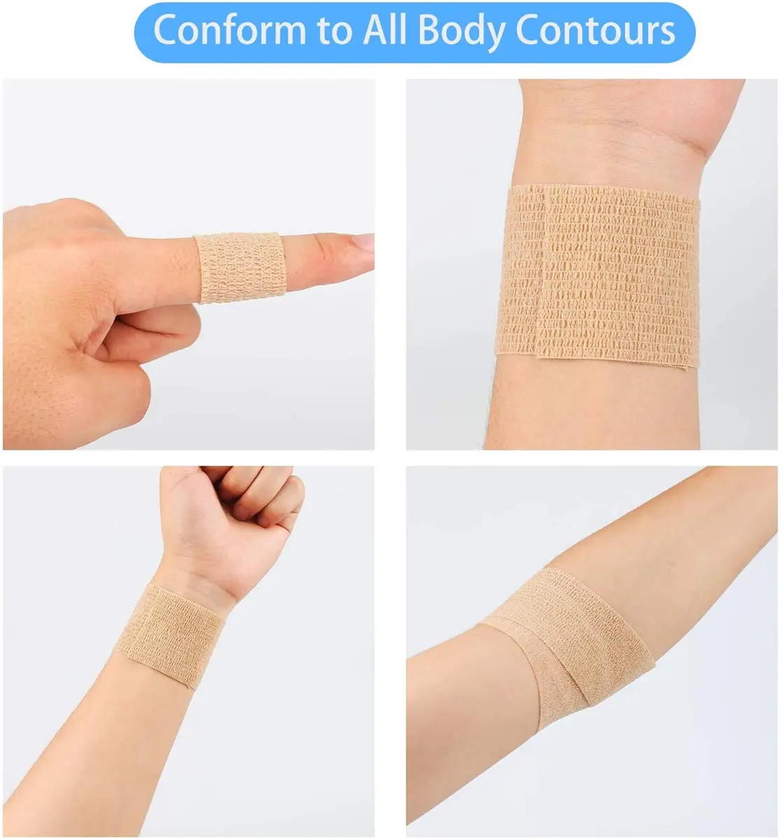 Mooerca Self Adherent Cohesive Wrap Bandages 2'' | Breathable Elastic First Aid Tape for Sports & Wound Care - view 5