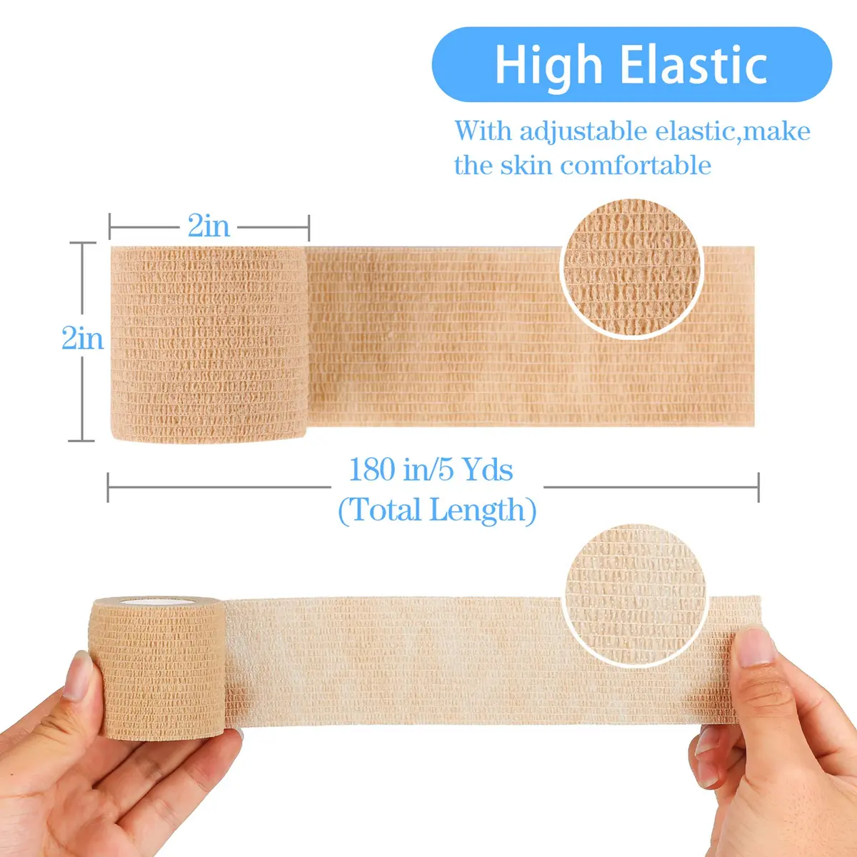 Mooerca Self Adherent Cohesive Wrap Bandages 2'' | Breathable Elastic First Aid Tape for Sports & Wound Care - view 6