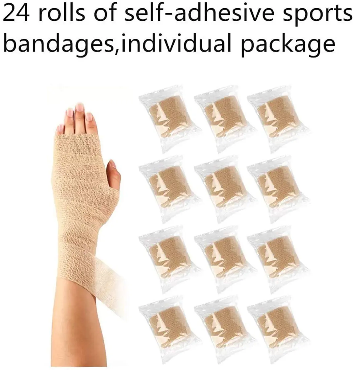 Mooerca Self Adherent Cohesive Wrap Bandages 2'' | Breathable Elastic First Aid Tape for Sports & Wound Care - view 7