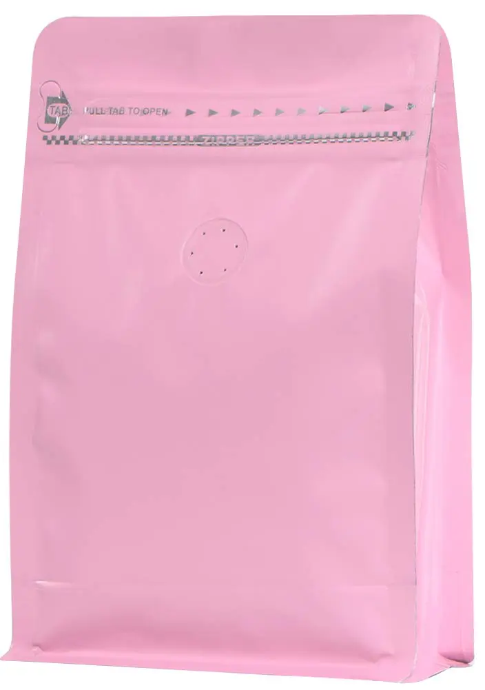 REMTAP Pink 8oz (227g) Coffee Bags with Valve & Zipper | 50 Count Flat Bottom Pouches - main product image