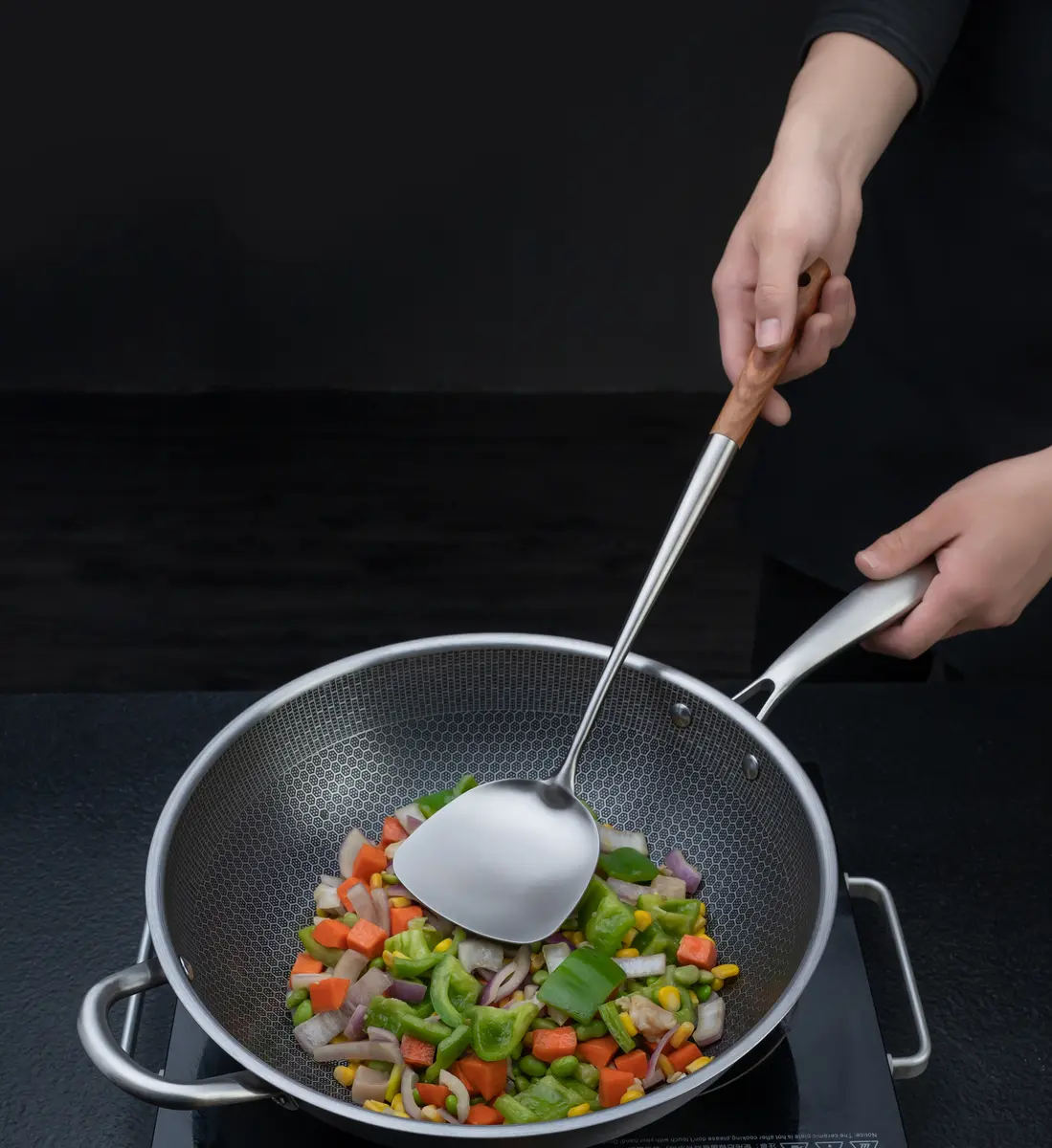 FJNATINH Wok Spatula - 17 Inch Stainless Steel Wok Turner for Cast Iron Skillet | Durable, Heat-Resistant & Dishwasher Safe - view 6