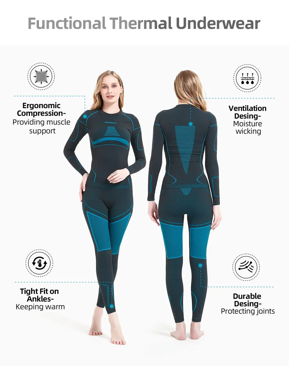 NOOYME Thermal Underwear for Women Base Layer Long Johns | Ultra Soft, Moisture Wicking & 4-Way Stretch (70-120 chars) - view 2