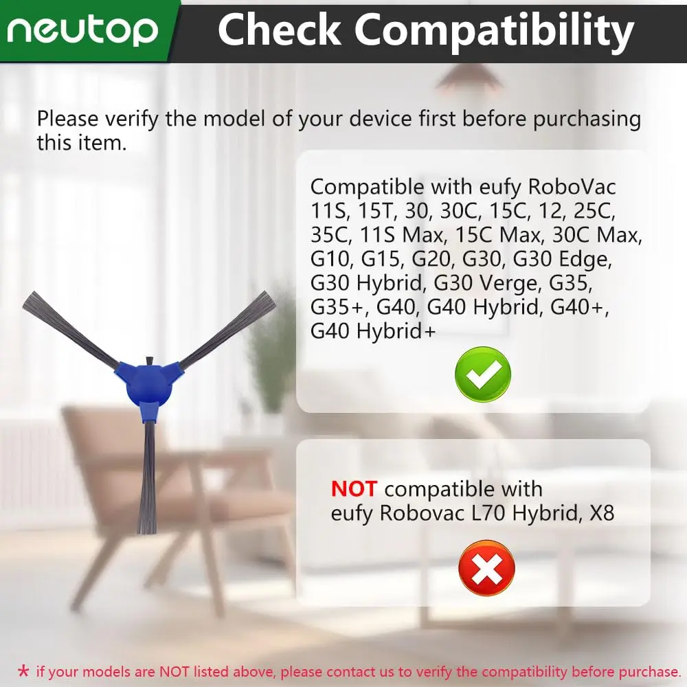 neutop Side Brushes for eufy 11S/12/15C/30C/35C/G30/G40 Series, 12-Pack | Deep Corner & Wall Cleaning - view 2