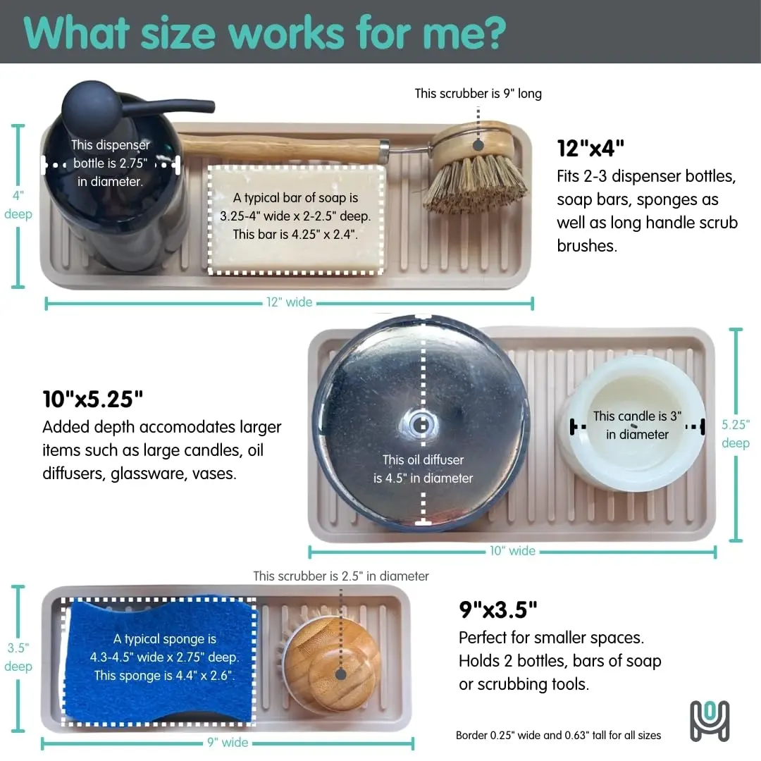 Happitasa Silicone Sink and Surface Organizer Tray, 10"x5.25" | Heat Safe & Dishwasher Safe - view 4