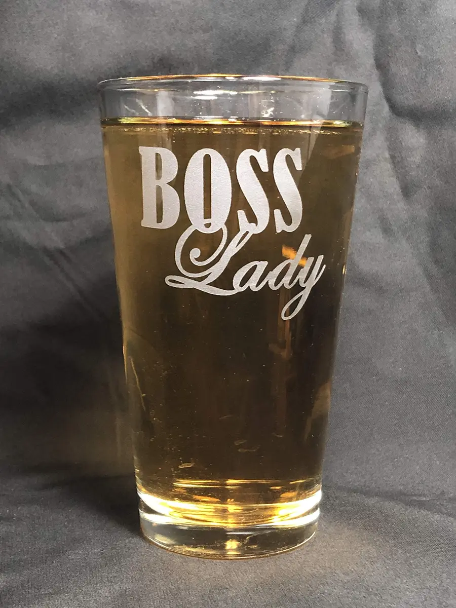 Alankathy Mugs Bosslady Boss Lady Beer Glass 0.35L | Permanent Etched Design, Dishwasher Safe, USA Made (70-120 chars) - view 2