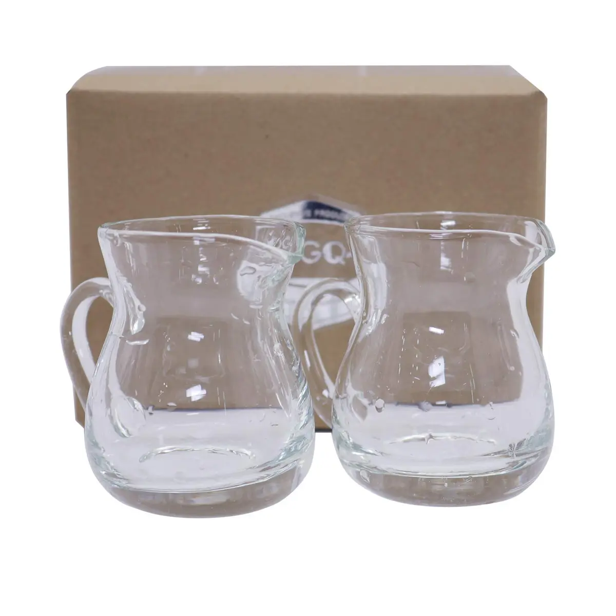 DGQ Classic Glass Creamer Pitcher 4oz Pack of 2 | Elegant Hand-Blown Milk Pourer for Coffee & Tea - main product image